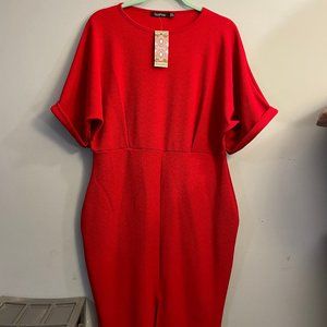 Plus Red Midi Dress
